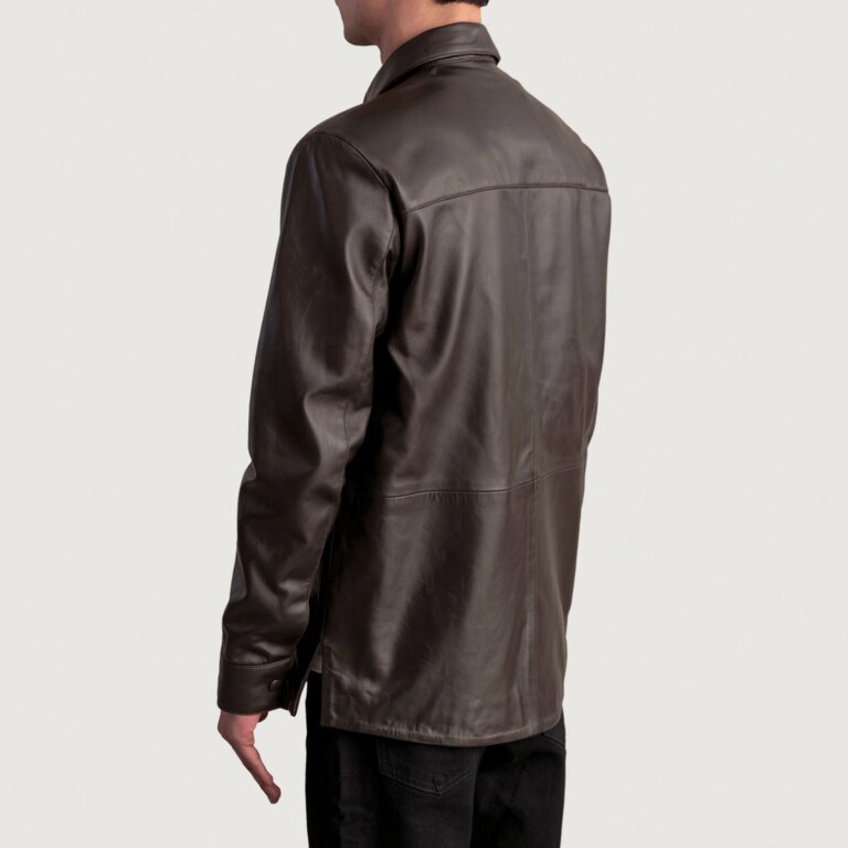 Mens Haven Brown Leather Shirt Tilted Back-8-1724080330164